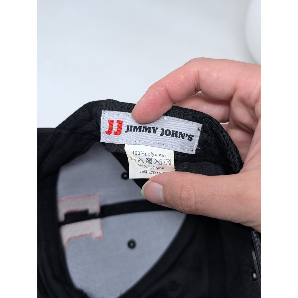 Jimmy Johns Hat Cap Snapback One Size Black Adjustable Logo 100% Polyester - Picture 6 of 6